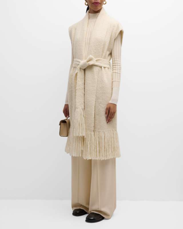 Teagan Fringe Belted Knit Vest