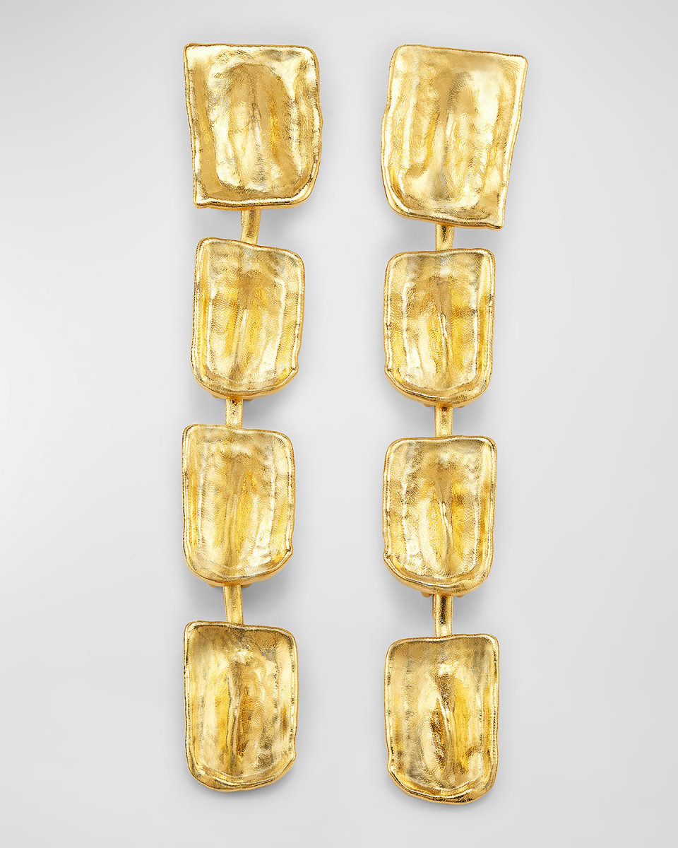 Brass Clip-On Drop Earrings