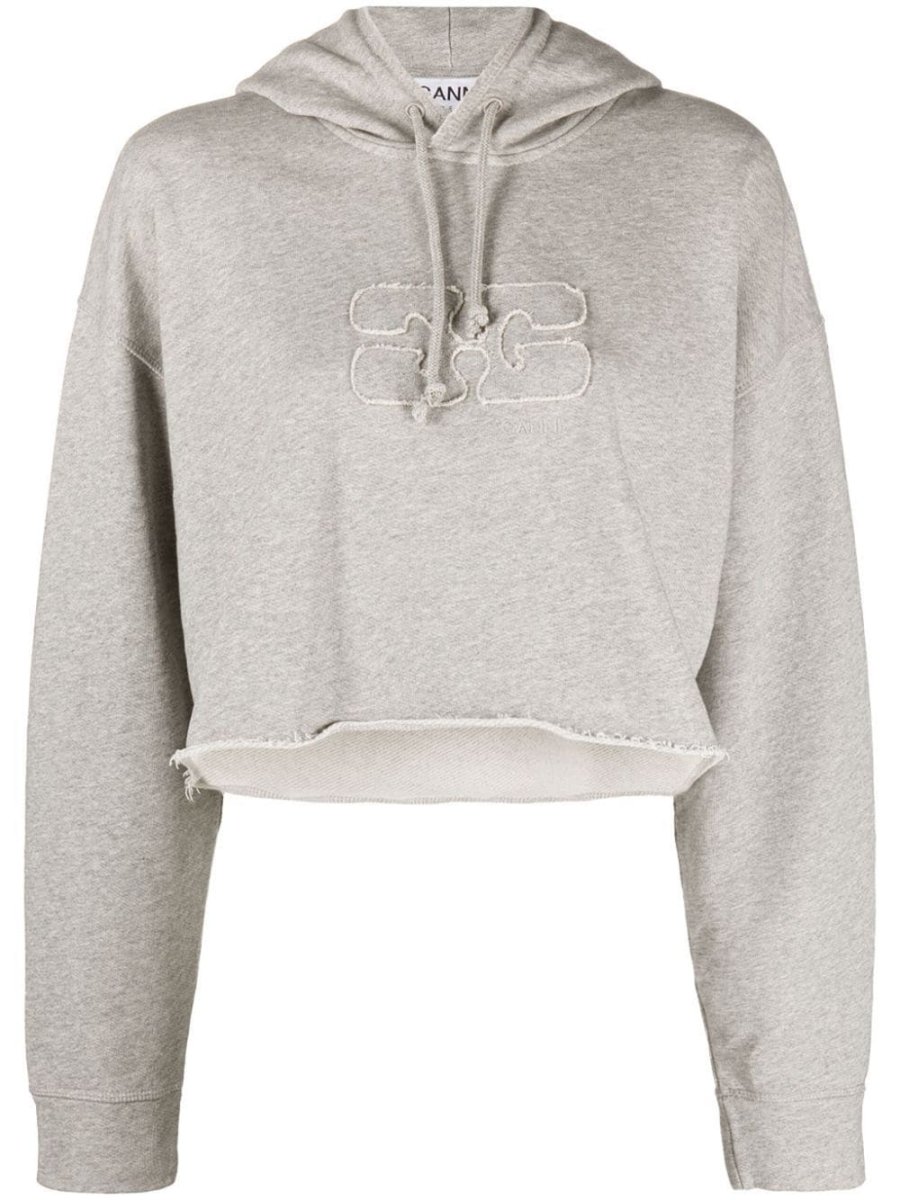 logo-embossed cropped hoodie