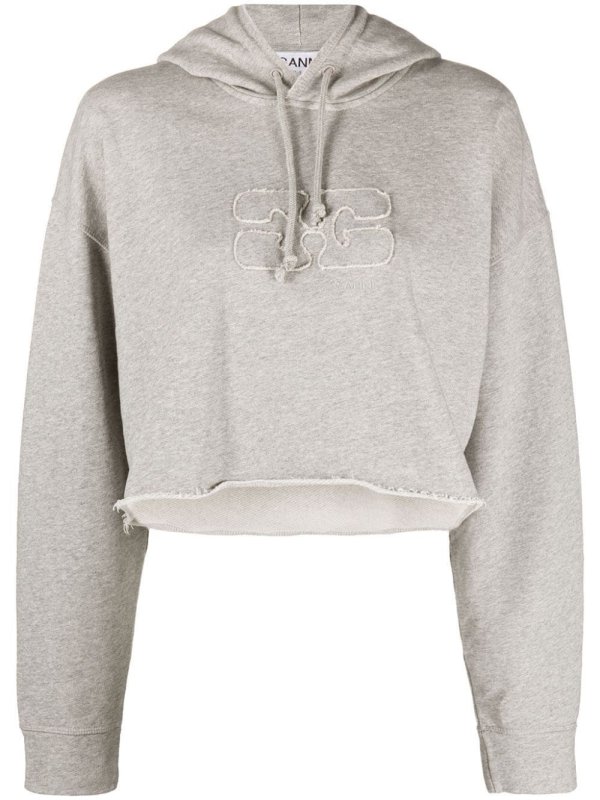logo-embossed cropped hoodie