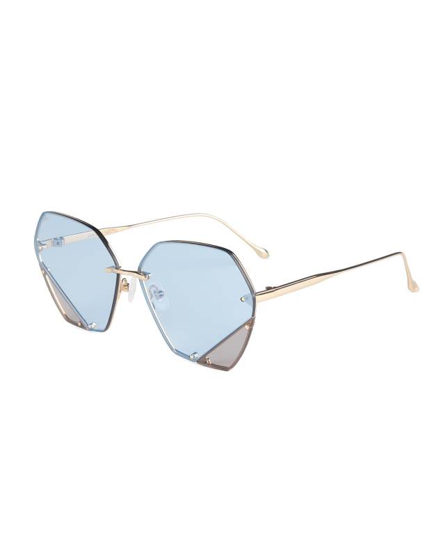 Rimless Two-Tone Square Sunglasses
