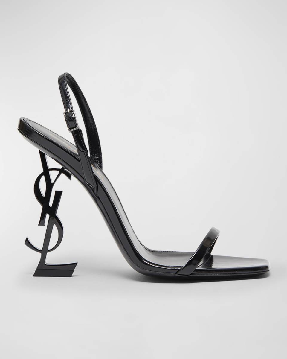 Opyum YSL Logo-Heel Sandals With Black Hardware