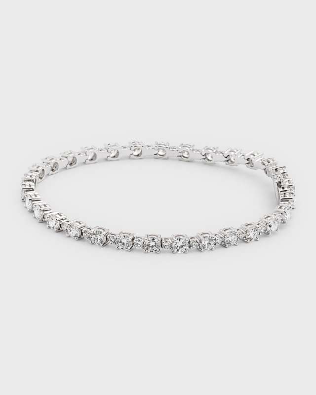 18k White Gold Round Diamond Tennis Bracelet, 7.11tcw, 7"L
