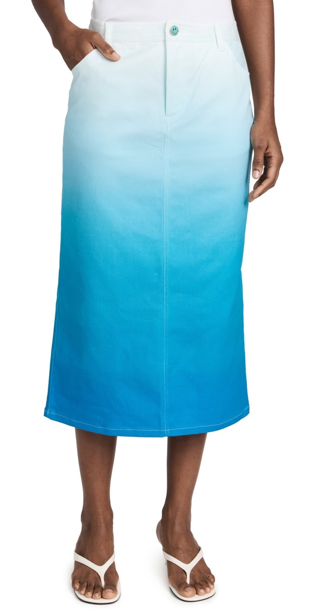 BruceGlen Gradient Midi Denim Skirt Sky