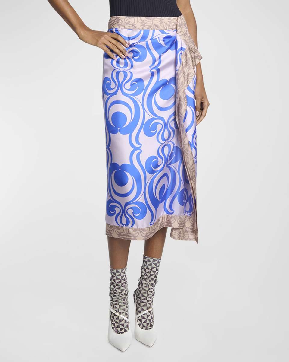 Sole Bis Silk Wrap Midi Skirt