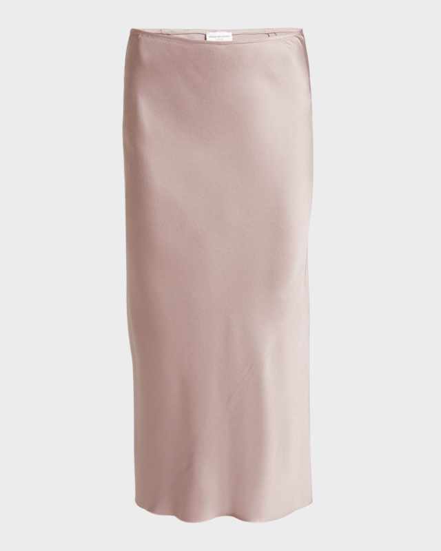 Sati Slit-Hem Satin Midi Skirt