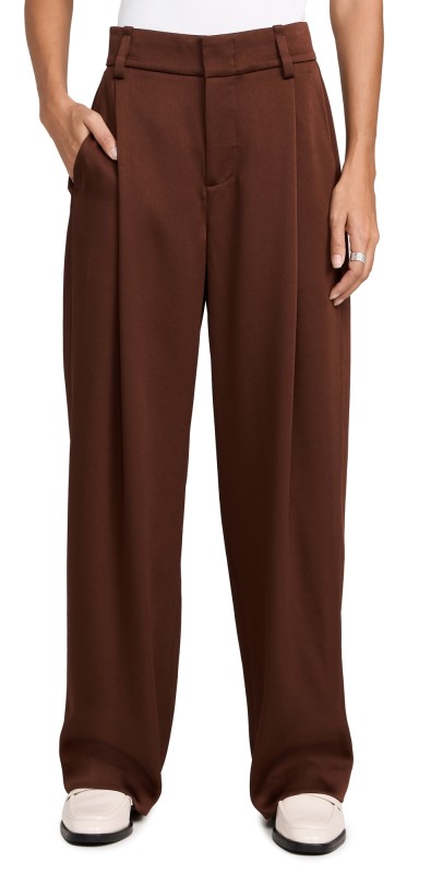 Vince Satin Wide Leg Trousers Dark Rosewood