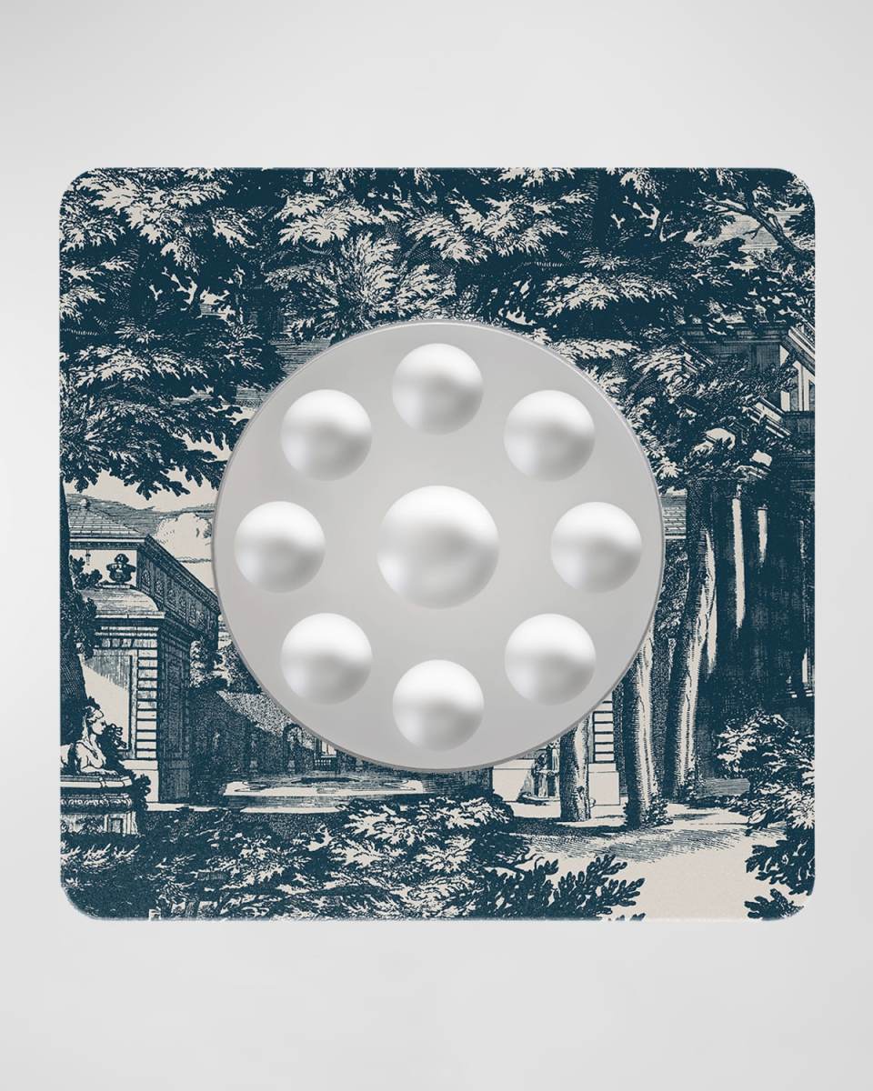 Square Frame With Bubbles Mirror - Giardino Settecentesco Blue Ivory