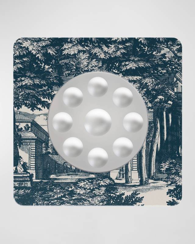 Square Frame With Bubbles Mirror - Giardino Settecentesco Blue Ivory