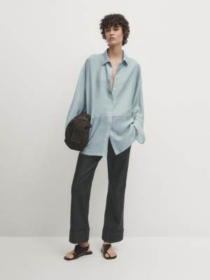 Massimo Dutti OVERSIZE BLOUSE WITH SHIRT COLLAR