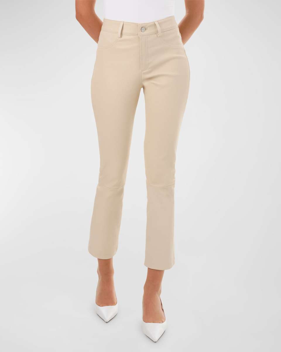 Faris Cropped Stretch Leather Flare Pants