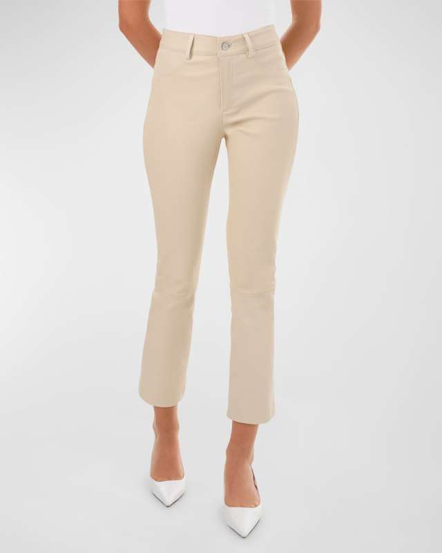 Faris Cropped Stretch Leather Flare Pants