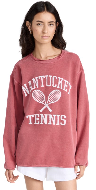 Firstport Nantucket Tennis Sweatshirt Crimson