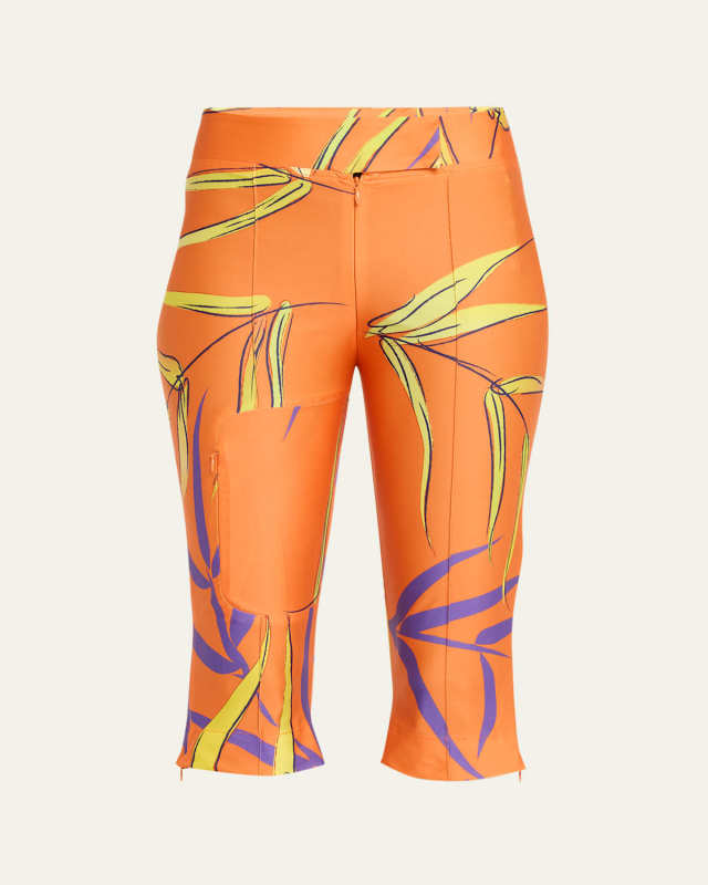 Printed Spandex Capri Trousers
