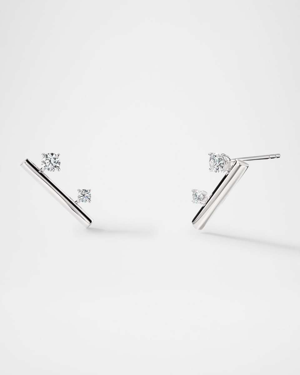 Barre 18K White Gold Floating Diamond Climber Earrings
