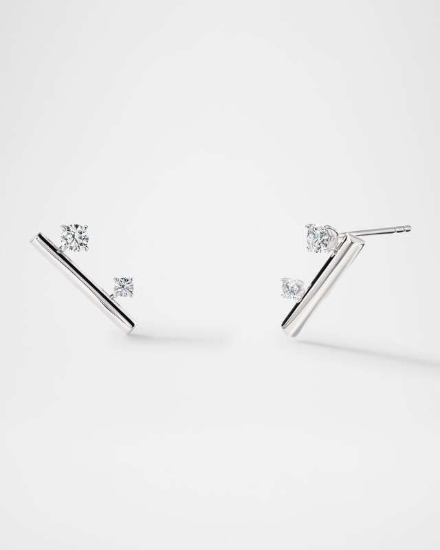 Barre 18K White Gold Floating Diamond Climber Earrings