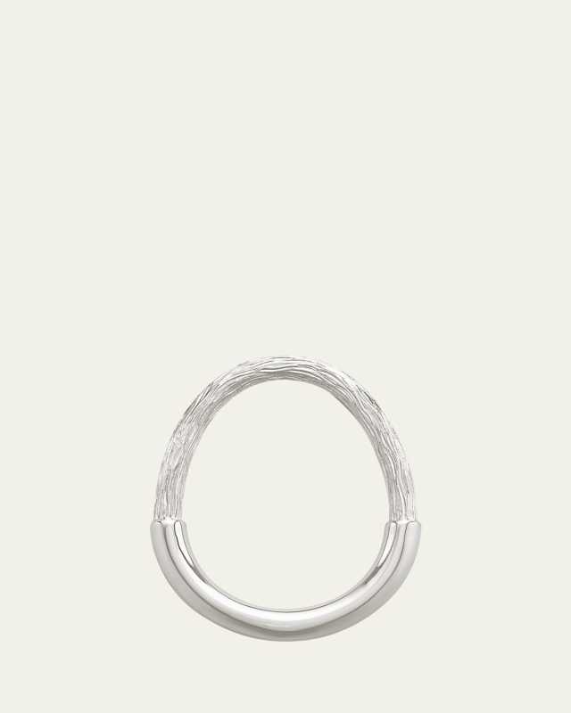 18K White Gold Riviera Chasing Textured Band Ring