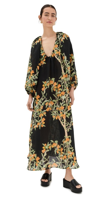 Bernadette Georgette Dress Kumquat/Black
