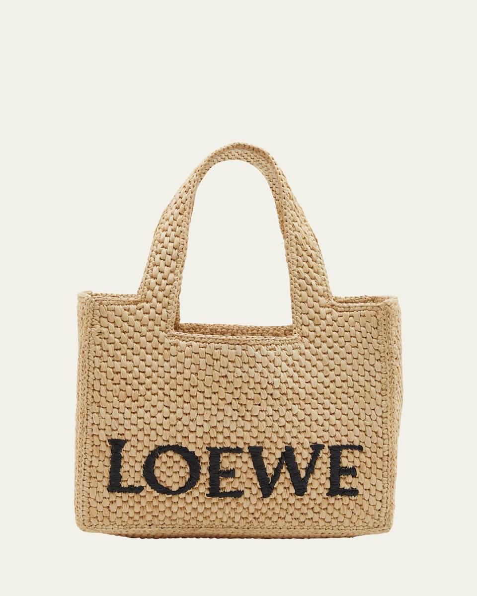 x Paula's Ibiza Font Tote Small Bag in Raffia