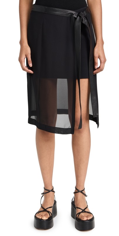 Proenza Schouler Viscose Suiting Wrap Skirt Black