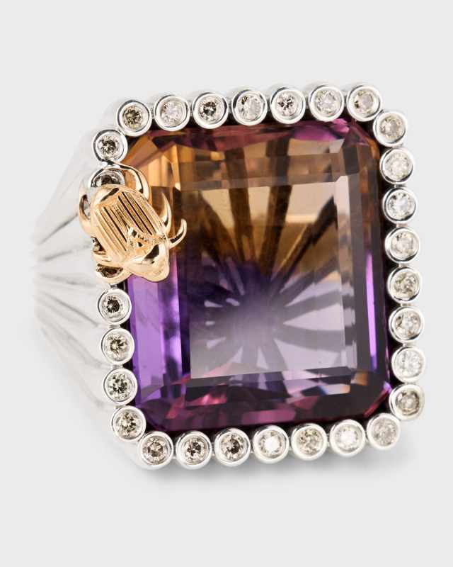 Ametrine and Champagne Diamond Statement Ring