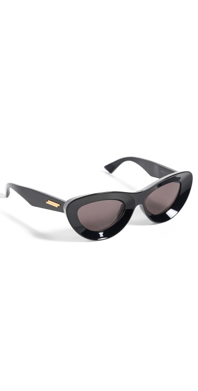 Bottega Veneta Avantgarde Ribbon Cat Eye Sunglasses Black-Black-Grey