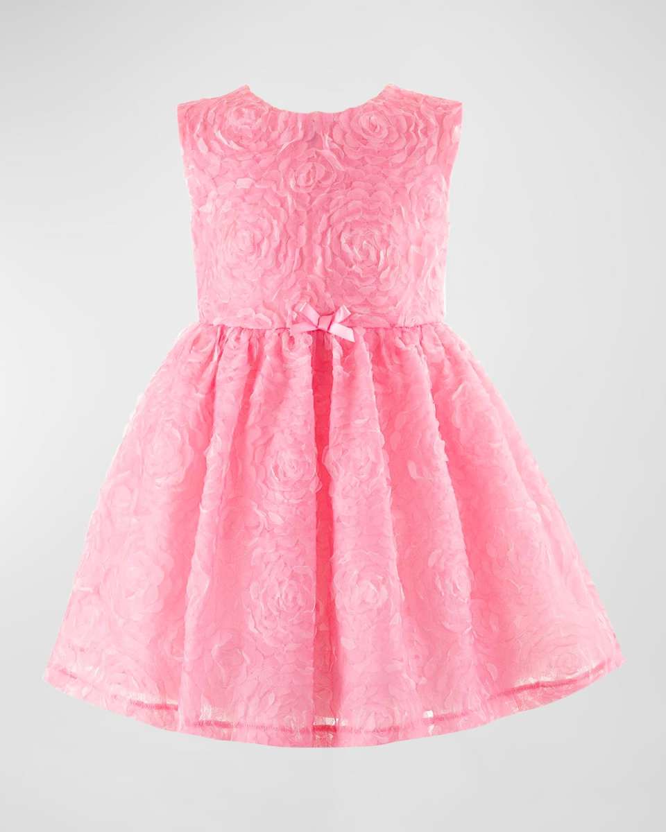 Girl's Rosette Applique Tulle Dress, Size 3T-10