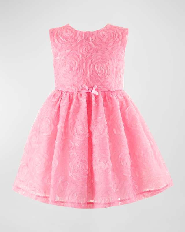 Girl's Rosette Applique Tulle Dress, Size 3T-10