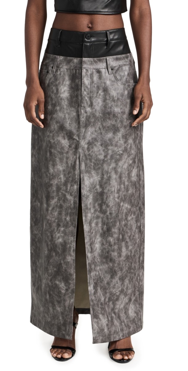 AFRM Easton Double Maxi Skirt TOP GUN GREY