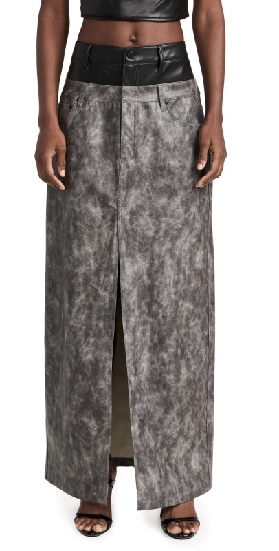 AFRM Easton Double Maxi Skirt TOP GUN GREY