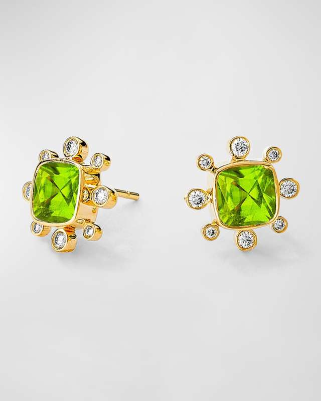 18K Yellow Gold Cosimc Earrings with stone and Diamonds