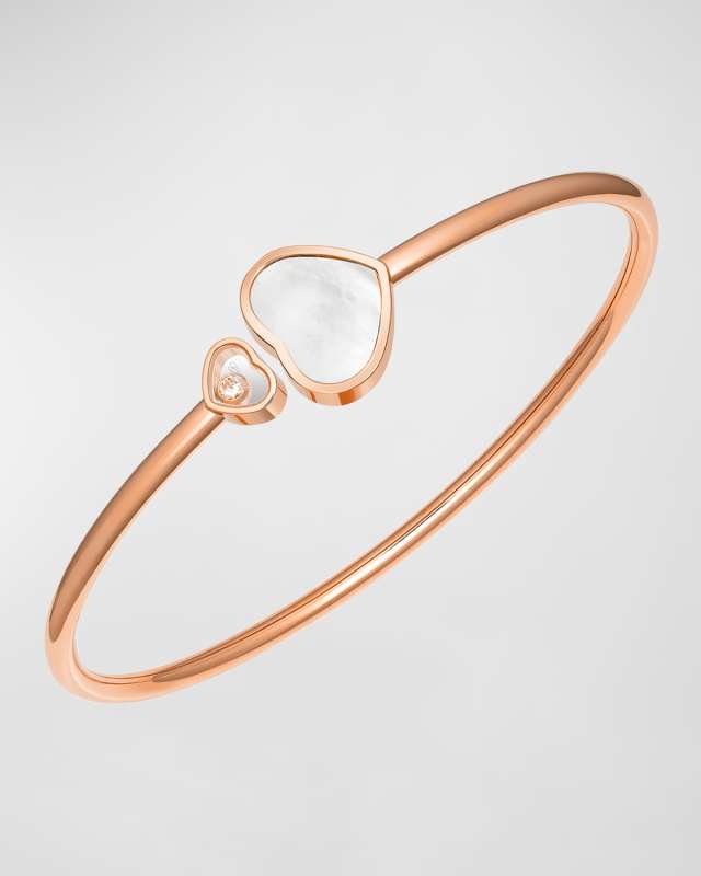 Happy Hearts 18K Rose Gold Mother-of-Pearl Diamond Bracelet, Size