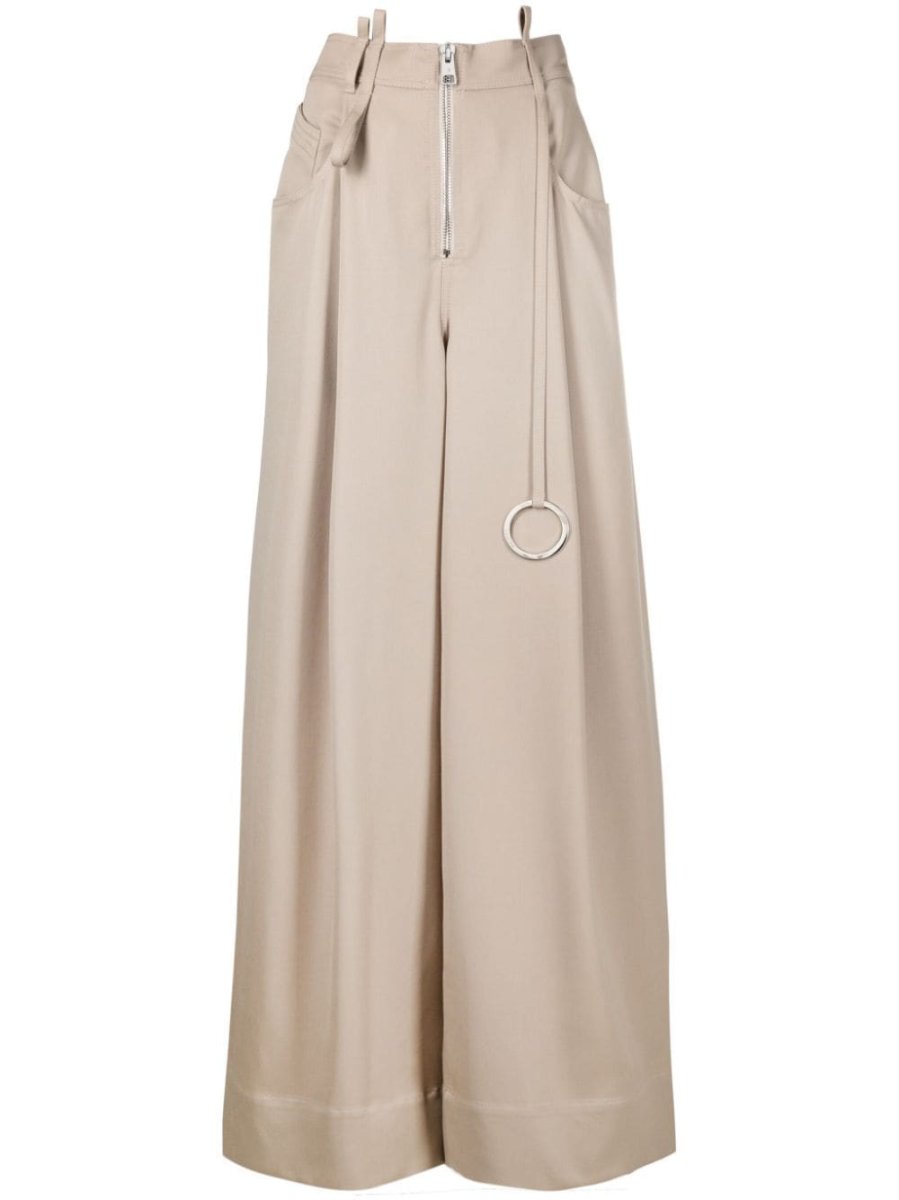 embellished wide-leg wool trousers