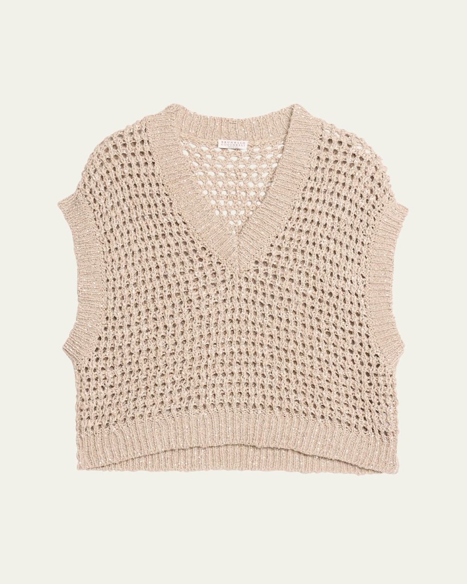 Silk Linen Diamond Net Knit Sweater