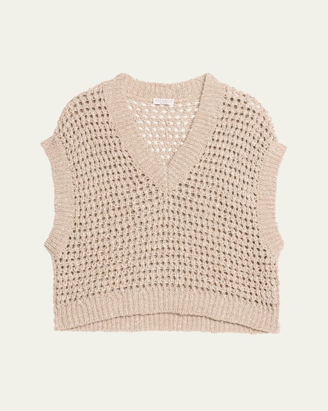 Silk Linen Diamond Net Knit Sweater