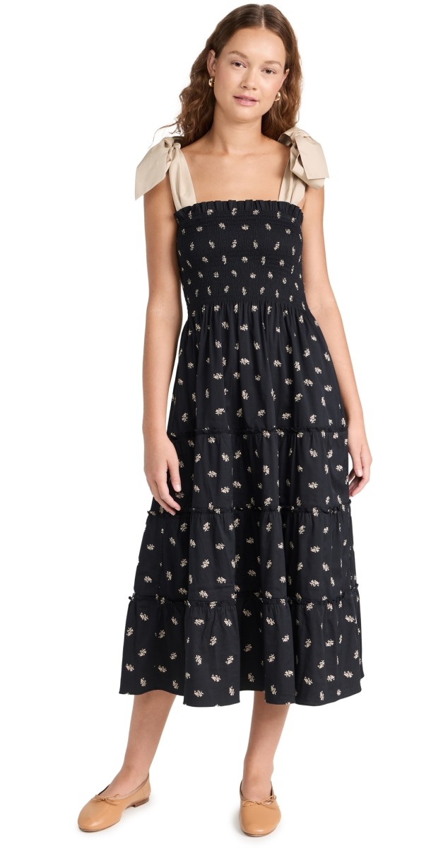 Hill House Home The Ribbon Ellie Nap Dress Black Floral Jacquard