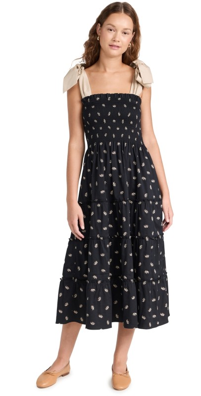 Hill House Home The Ribbon Ellie Nap Dress Black Floral Jacquard