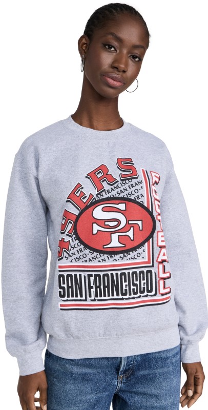 Junk Food 49ers Backfield Crew Sweatshirt Heather Grey