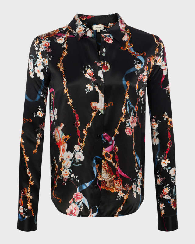 Tyler Floral Silk Button-Front Blouse