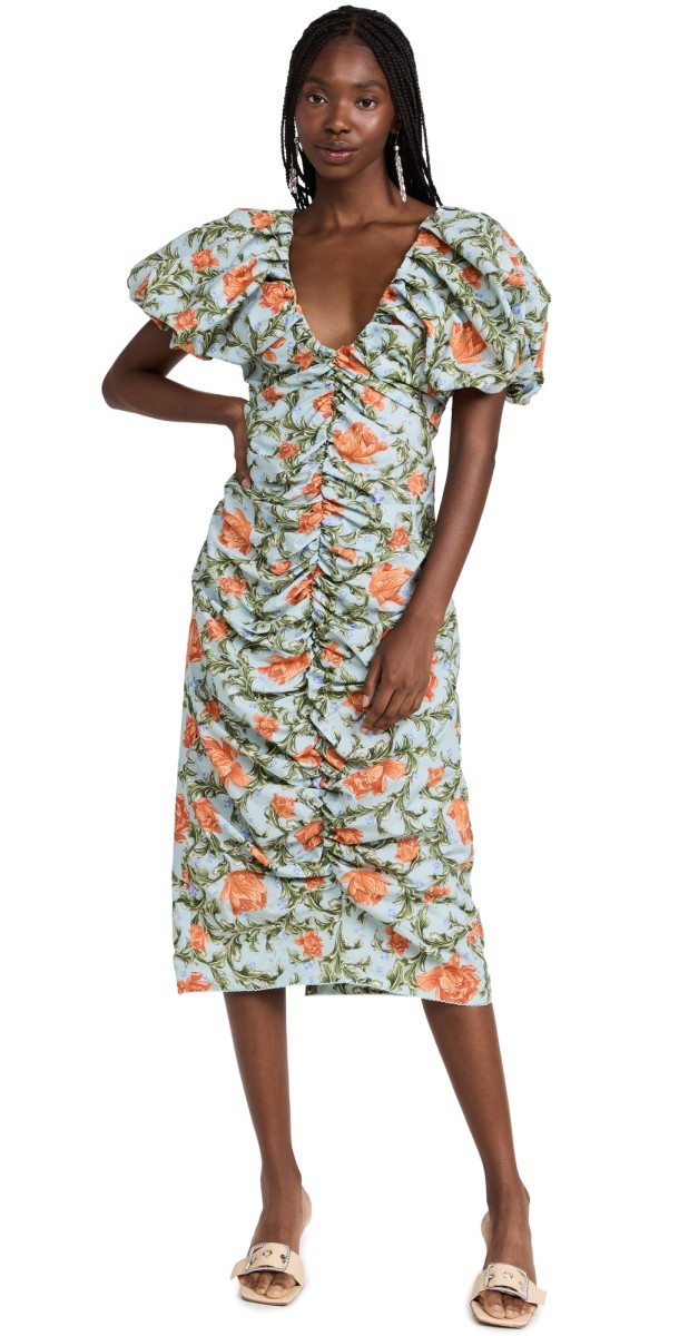 Agua by Agua Bendita Camelia Peonia Atardecer Midi Dress Multi Color