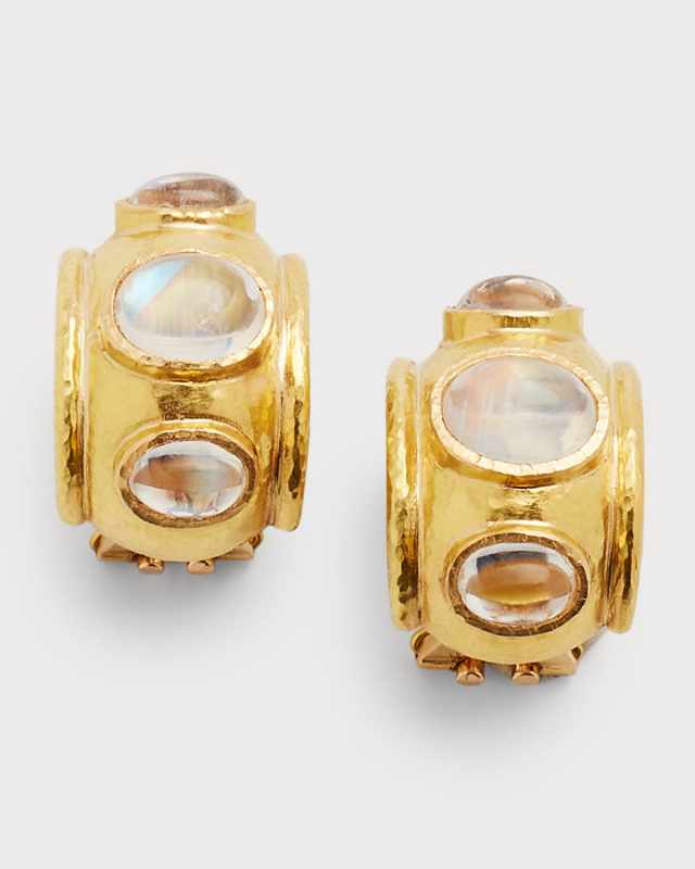 19K Moonstone Cabochon Convertible Earrings