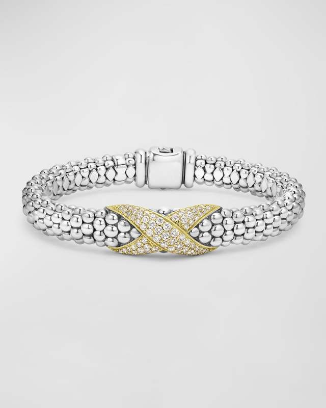 Sterling Silver and 18K Embrace Diamond Pave Rope Bracelet