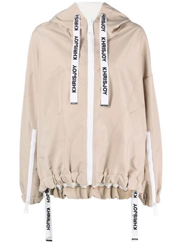 logo-tape detail hooded jacket