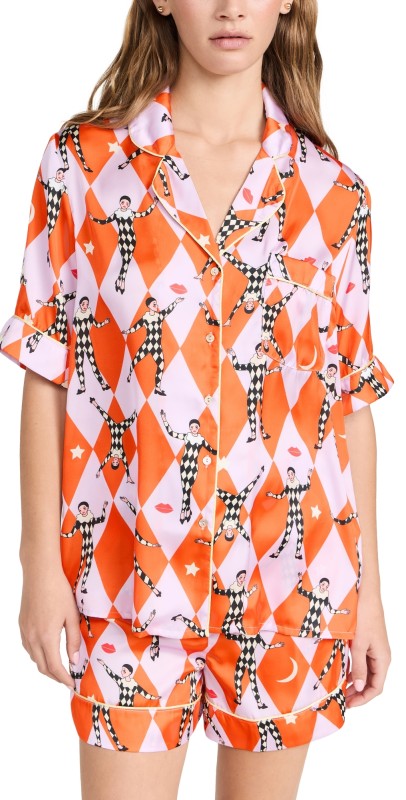 Karenabon Harlequin Short PJ Set Orange/Purple