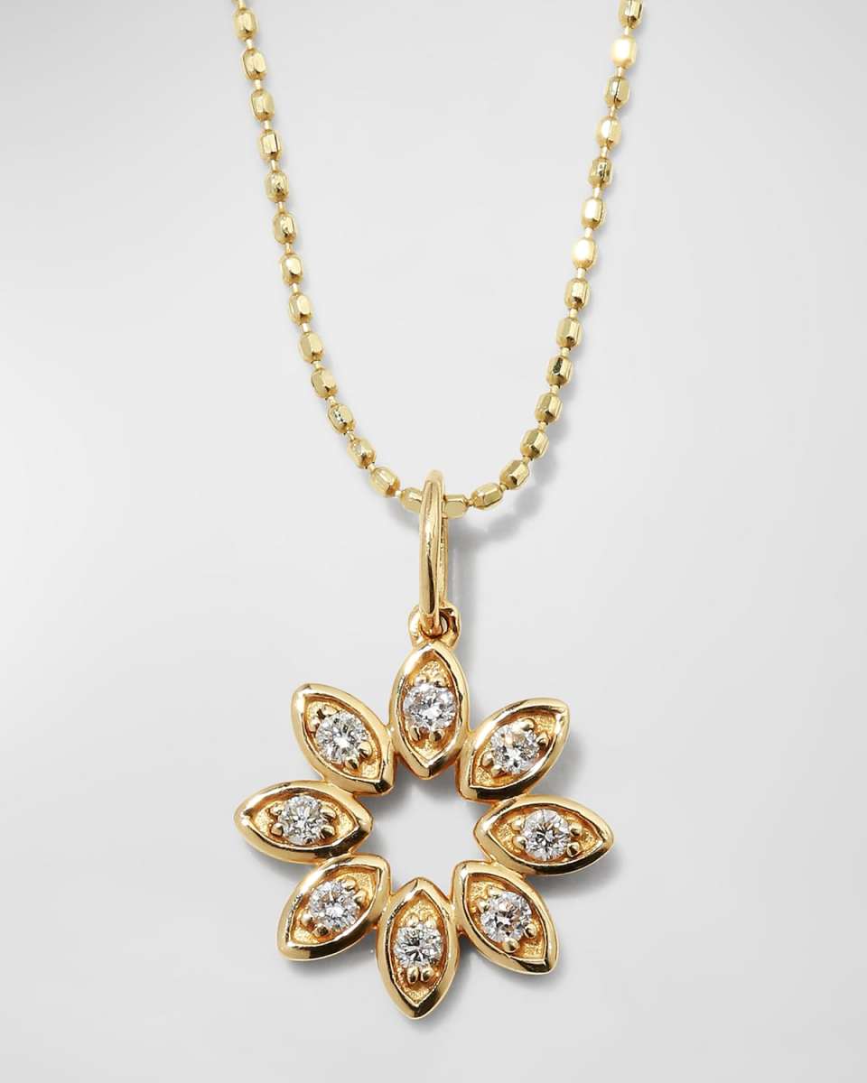 14k Diamond Marquise Flower Necklace