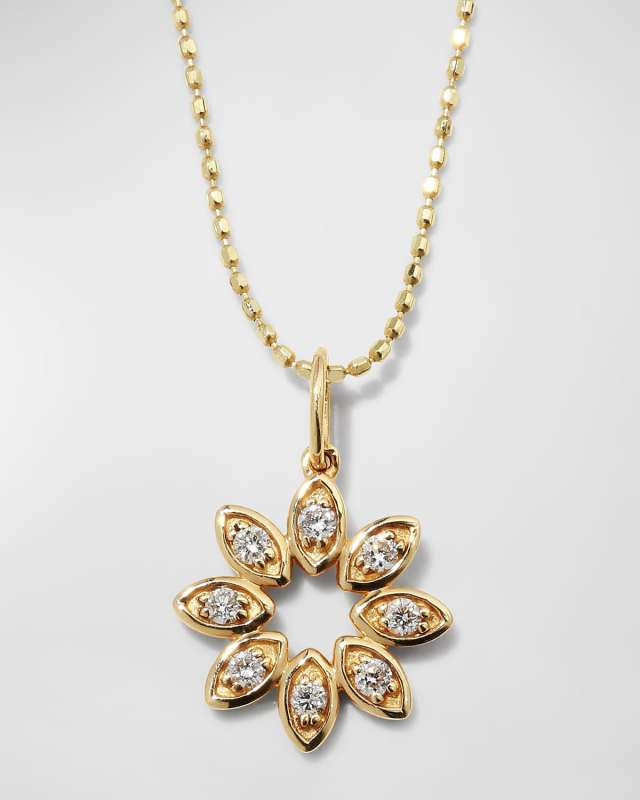 14k Diamond Marquise Flower Necklace