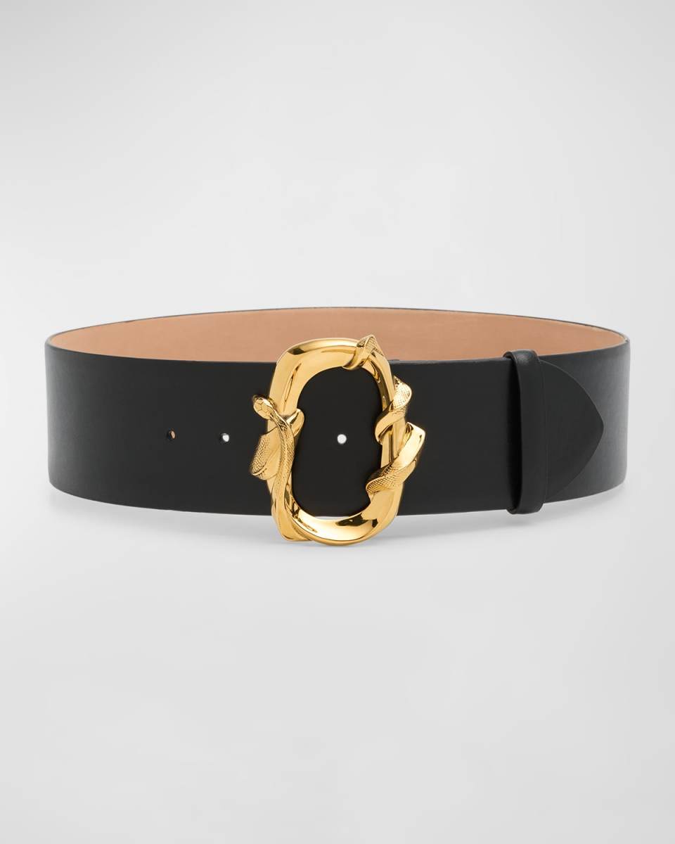 Snake Buckle Leather Belt