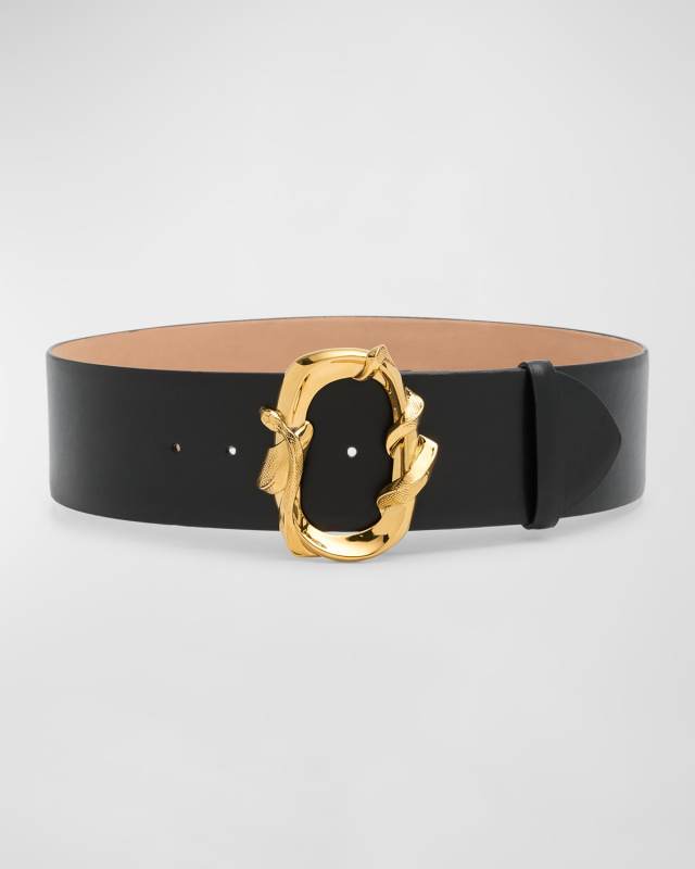 Snake Buckle Leather Belt