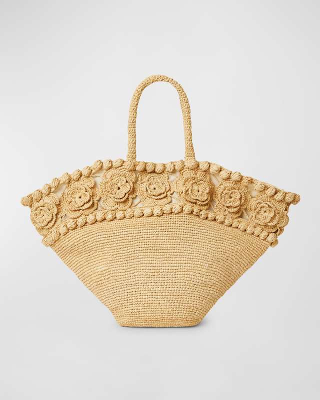 Vienna Flower Straw Tote Bag