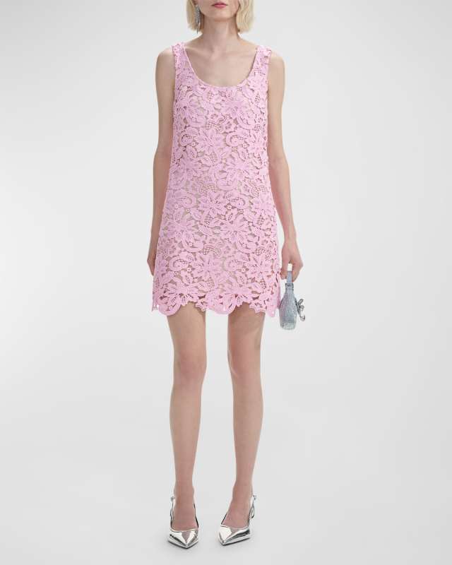 Floral Lace Sleeveless Mini Shift Dress